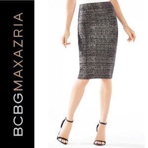 BCBGMAXAZRIA Metallic Foil Leger Pencil Skirt Medium